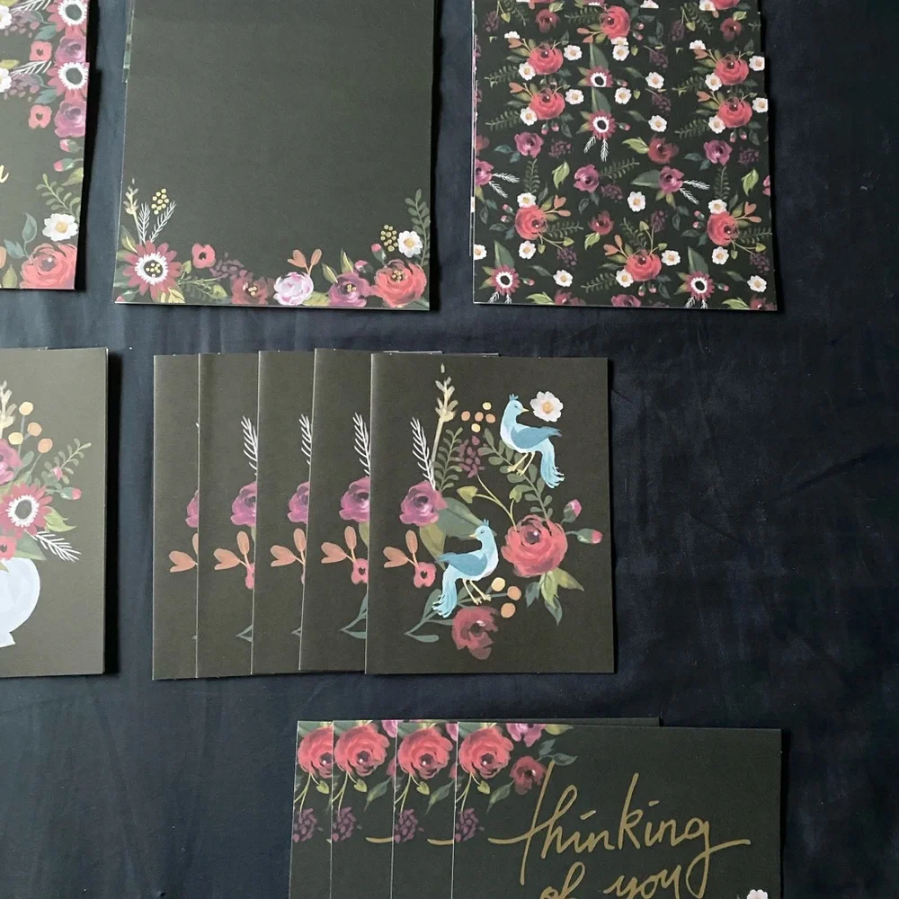Set of 29 Black/ Floral Cards & Envelopes